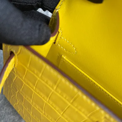 MINI KELLY II (20) MATTE MISSISSIPPIENSIS ALLIGATOR LEATHER MIMOSA WITH GOLD HARDWARE (GHW) - 7