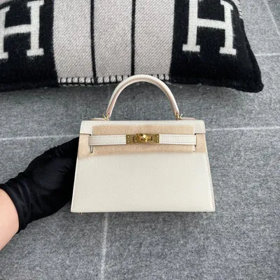 MINI KELLY II (20) CHEVRE LEATHER CRAIE WITH GOLD HARDWARE (GHW) - 1