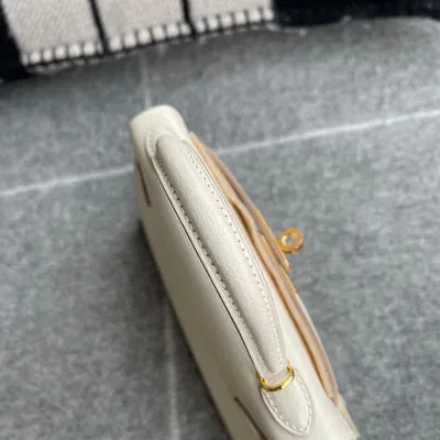 MINI KELLY II (20) CHEVRE LEATHER CRAIE WITH GOLD HARDWARE (GHW) - 5