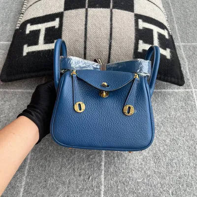 MINI LINDY 20 CLEMENCE LEATHER DEEP BLUE WITH GOLD HARDWARE (GHW) - 2