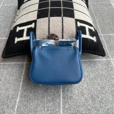 MINI LINDY 20 CLEMENCE LEATHER DEEP BLUE WITH GOLD HARDWARE (GHW) - 3