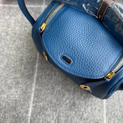 MINI LINDY 20 CLEMENCE LEATHER DEEP BLUE WITH GOLD HARDWARE (GHW) - 5