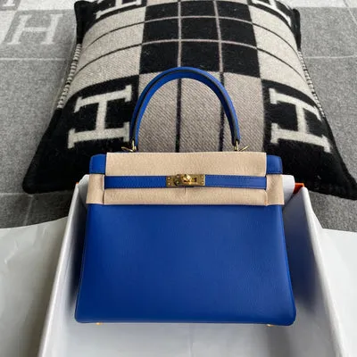 KELLY 25 SWIFT LEATHER BLEU ELECTRIQUE WITH GOLD HARDWARE (GHW) - 1