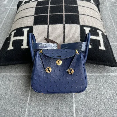 MINI LINDY 20 OSTRICH LEATHER BLUE DE MALTE WITH GOLD HARDWARE (GHW) - 1