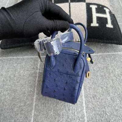 MINI LINDY 20 OSTRICH LEATHER BLUE DE MALTE WITH GOLD HARDWARE (GHW) - 4