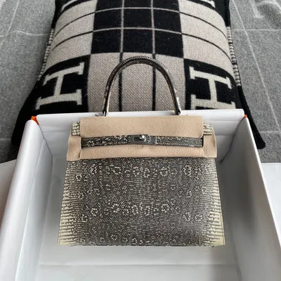 KELLY 25 LIZARD LEATHER OMBRE WITH PALLADIUM HARDWARE (PHW) - 1