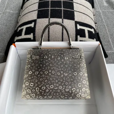 KELLY 25 LIZARD LEATHER OMBRE WITH PALLADIUM HARDWARE (PHW) - 2