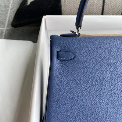 KELLY 25 TOGO LEATHER BLEU BRIGHTON WITH PALLADIUM HARDWARE (PHW) - 6