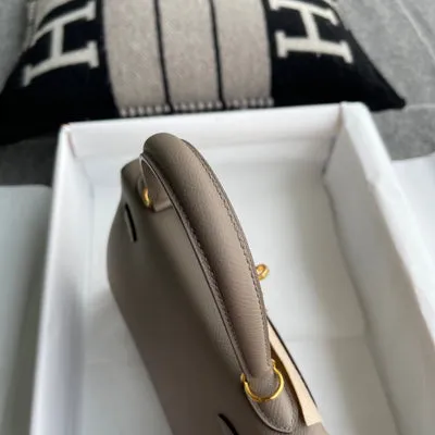 KELLY 25 EPSOM LEATHER GRIS ASPHALTE WITH GOLD HARDWARE (GHW) - 8