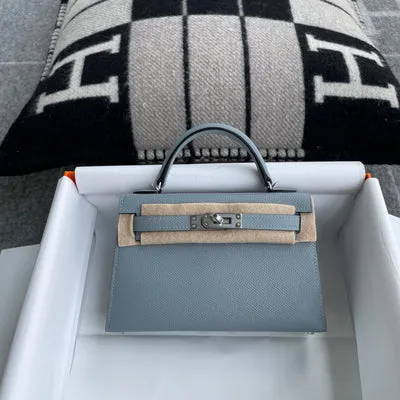 MINI KELLY II (20) EPSOM LEATHER CIEL WITH PALLADIUM HARDWARE (PHW) - 1