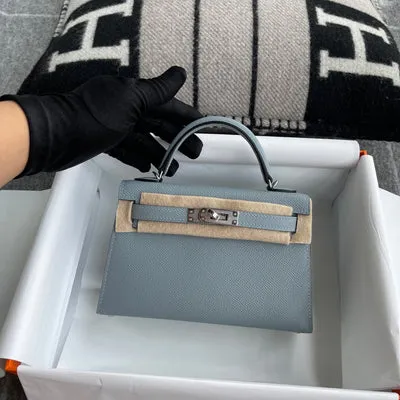 MINI KELLY II (20) EPSOM LEATHER CIEL WITH PALLADIUM HARDWARE (PHW) - 2
