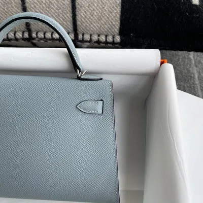 MINI KELLY II (20) EPSOM LEATHER CIEL WITH PALLADIUM HARDWARE (PHW) - 5