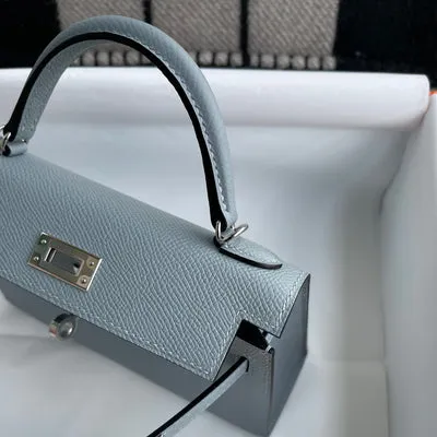 MINI KELLY II (20) EPSOM LEATHER CIEL WITH PALLADIUM HARDWARE (PHW) - 8