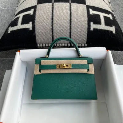 MINI KELLY II (20) EPSOM LEATHER VERT VERTIGO WITH GOLD HARDWARE (GHW) - 1