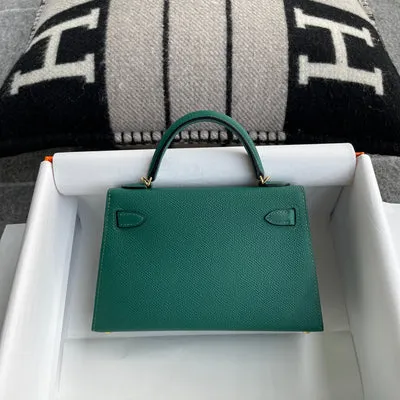 MINI KELLY II (20) EPSOM LEATHER VERT VERTIGO WITH GOLD HARDWARE (GHW) - 3