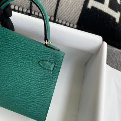 MINI KELLY II (20) EPSOM LEATHER VERT VERTIGO WITH GOLD HARDWARE (GHW) - 6