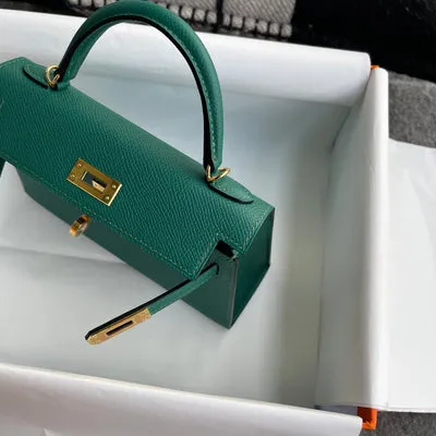 MINI KELLY II (20) EPSOM LEATHER VERT VERTIGO WITH GOLD HARDWARE (GHW) - 8