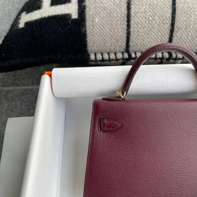 MINI KELLY II (20) CHEVRE LEATHER ROUGE H WITH GOLD HARDWARE (GHW) - 5