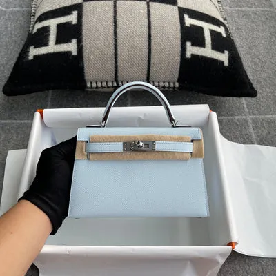 MINI KELLY II (20) EPSOM LEATHER BLEU ZEPHYR WITH PALLADIUM HARDWARE (PHW) - 1