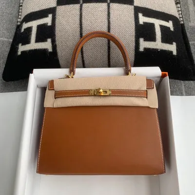 KELLY 25 BOX CALF LEATHER GOLD WITH GOLD HARDWARE (GHW) - 1
