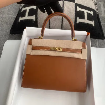 KELLY 25 BOX CALF LEATHER GOLD WITH GOLD HARDWARE (GHW) - 3