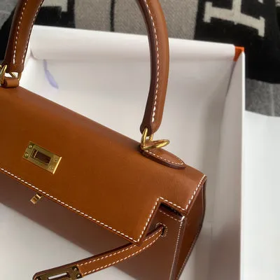 KELLY 25 BOX CALF LEATHER GOLD WITH GOLD HARDWARE (GHW) - 5
