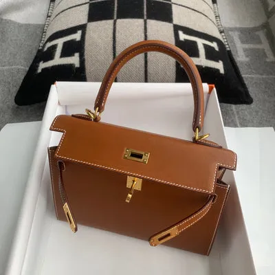 KELLY 25 BOX CALF LEATHER GOLD WITH GOLD HARDWARE (GHW) - 4