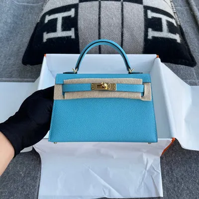 MINI KELLY II (20) EPSOM LEATHER BLEU DU NORD WITH GOLD HARDWARE (GHW) - 1