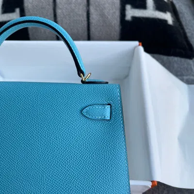MINI KELLY II (20) EPSOM LEATHER BLEU DU NORD WITH GOLD HARDWARE (GHW) - 6