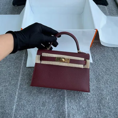 MINI KELLY II (20) EPSOM LEATHER ROUGE H WITH GOLD HARDWARE (GHW) - 2