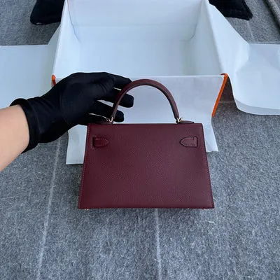MINI KELLY II (20) EPSOM LEATHER ROUGE H WITH GOLD HARDWARE (GHW) - 3