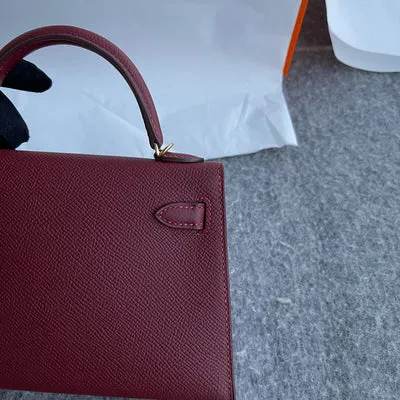 MINI KELLY II (20) EPSOM LEATHER ROUGE H WITH GOLD HARDWARE (GHW) - 5