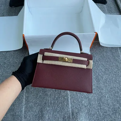 MINI KELLY II (20) EPSOM LEATHER ROUGE H WITH GOLD HARDWARE (GHW) - 1