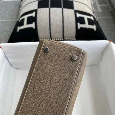 KELLY 25 TOGO LEATHER ETOUPE WITH PALLADIUM HARDWARE (PHW) - 8