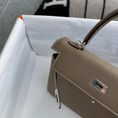 KELLY 25 TOGO LEATHER ETOUPE WITH PALLADIUM HARDWARE (PHW) - 5