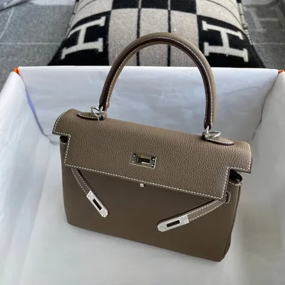 KELLY 25 TOGO LEATHER ETOUPE WITH PALLADIUM HARDWARE (PHW) - 4