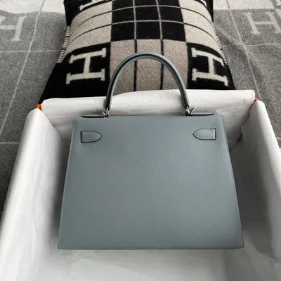 KELLY 28 EPSOM LEATHER BLEU CIEL WITH PALLADIUM HARDWARE (PHW) - 3
