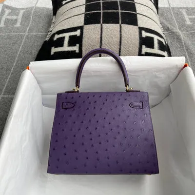 KELLY 25 OSTRICH LEATHER ANEMONE WITH GOLD HARDWARE (GHW) - 3