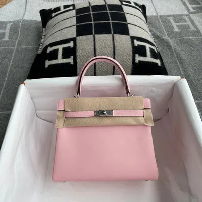 KELLY 25 SWIFT LEATHER ROSE SAKURA WITH PALLADIUM HARDWARE (PHW) - 1