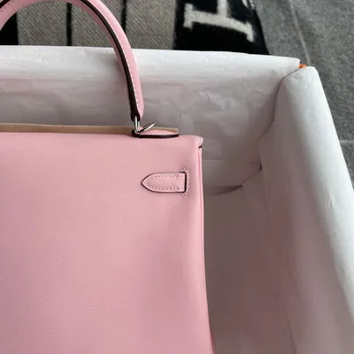 KELLY 25 SWIFT LEATHER ROSE SAKURA WITH PALLADIUM HARDWARE (PHW) - 6