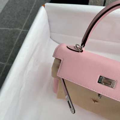 KELLY 25 SWIFT LEATHER ROSE SAKURA WITH PALLADIUM HARDWARE (PHW) - 5