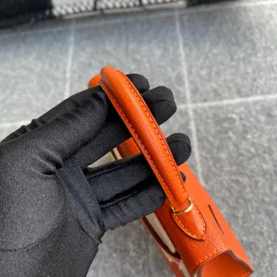 MINI KELLY II (20) CHEVRE LEATHER ORANGE WITH GOLD HARDWARE (GHW) - 7