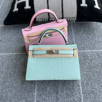 MINI KELLY II (20) MATTE MISSISSIPPIENSIS ALLIGATOR LEATHER VERT D'ATE WITH PALLADIUM HARDWARE (PHW) - 1