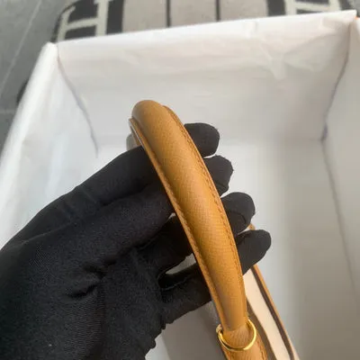 KELLY 25 EPSOM LEATHER HORSESHOE STAMP (HSS) BI-COLOR GRIS ASPHALTE & SESAME WITH GOLD HARDWARE (GHW) - 8