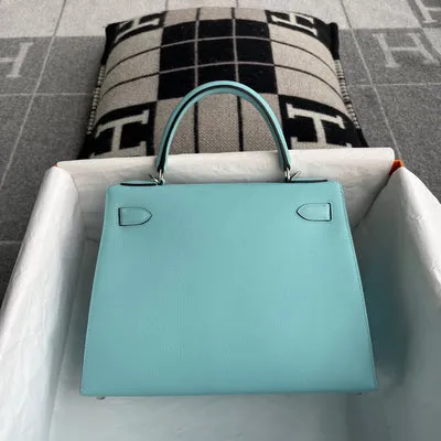 KELLY 28 EPSOM LEATHER BLEU ATOLL WITH PALLADIUM HARDWARE (PHW) - 3