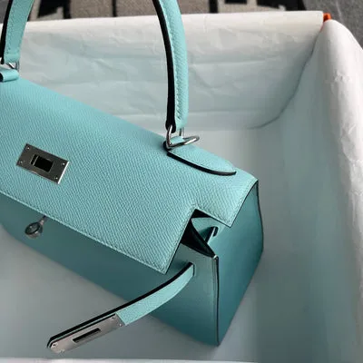 KELLY 28 EPSOM LEATHER BLEU ATOLL WITH PALLADIUM HARDWARE (PHW) - 5