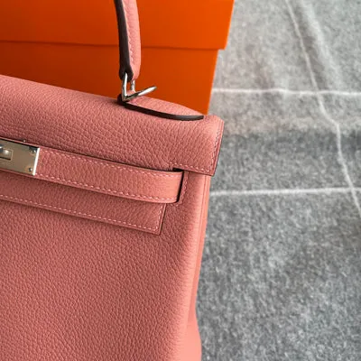 KELLY 28 TOGO LEATHER ROSE TEA WITH PALLADIUM HARDWARE (PHW) - 5