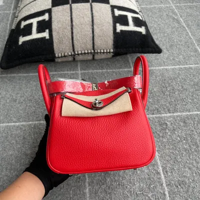 MINI LINDY 20 CLEMENCE LEATHER ROUGE DE COEUR WITH PALLADIUM HARDWARE (PHW) - 2