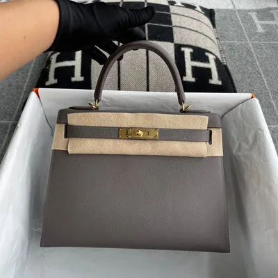 KELLY 28 EPSOM LEATHER ETAIN WITH GOLD HARDWARE (GHW) - 2