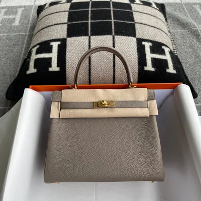 KELLY 25 TOGO LEATHER GRIS ASPHALTE WITH GOLD HARDWARE (GHW) - 1